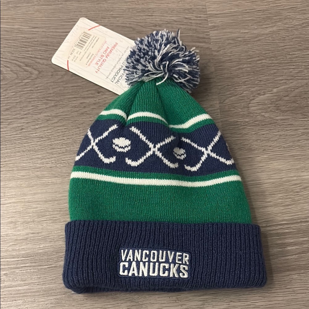 Vancouver Canucks Green and Blue Knit Beanie